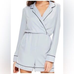Missguided Light Gray Romper silky pajama like